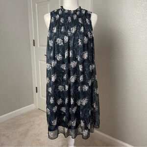 Joie Thelen Mini Swing Dress Baltic Print JE6000PR Sz S